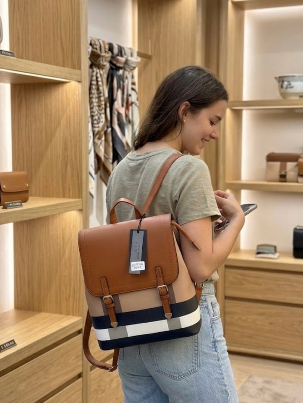 Deluxity Vegan Backpack NWT Chic Colorblock Stylish & Trendy Bag